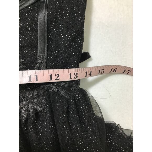 FORMAL SZ 4  S Black Glitter tulle corset lace up prom gown maxi dress NEW B101 - Picture 7 of 8